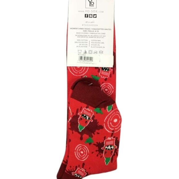 Yo Sox Women's Red Knee High Sriracha Novelty Socks / Size 6-10 - Picture 2 of 2